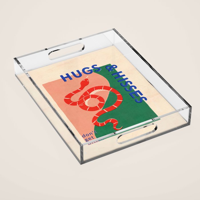 Vintage Snake, Retro Illustration And Typography  Acrylic Tray