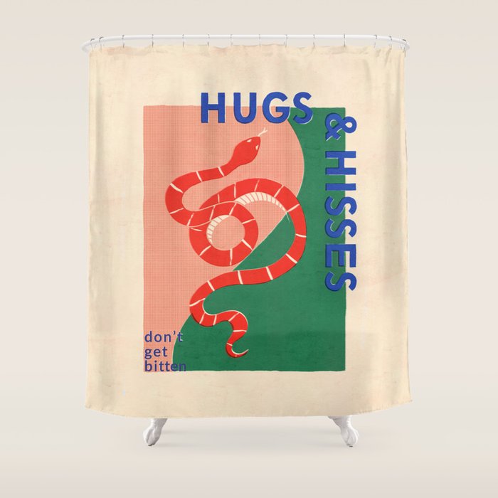 Vintage Snake, Retro Illustration And Typography  Shower Curtain