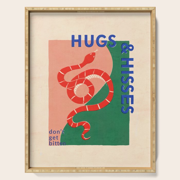 Vintage Snake, Retro Illustration And Typography  Serving Tray