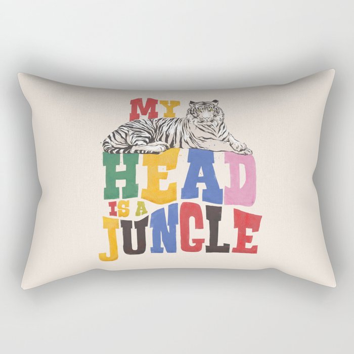 My Head Is A Jungle - Tiger Colorful Type Rectangular Pillow