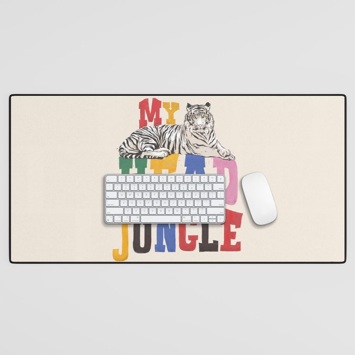 My Head Is A Jungle - Tiger Colorful Type Desk Mat