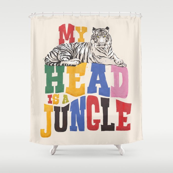 My Head Is A Jungle - Tiger Colorful Type Shower Curtain