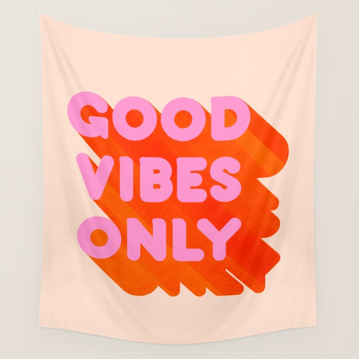 Good Vibes Only - Neon Colors Wall Tapestry