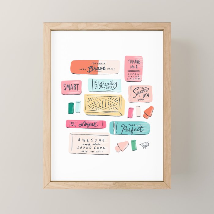 Positive Affirmation Erasers  Mini Art Print