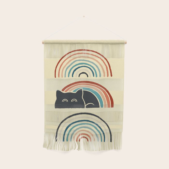 Abstraction Minimal Cat 8d Rainbow Meow Wall Hanging
