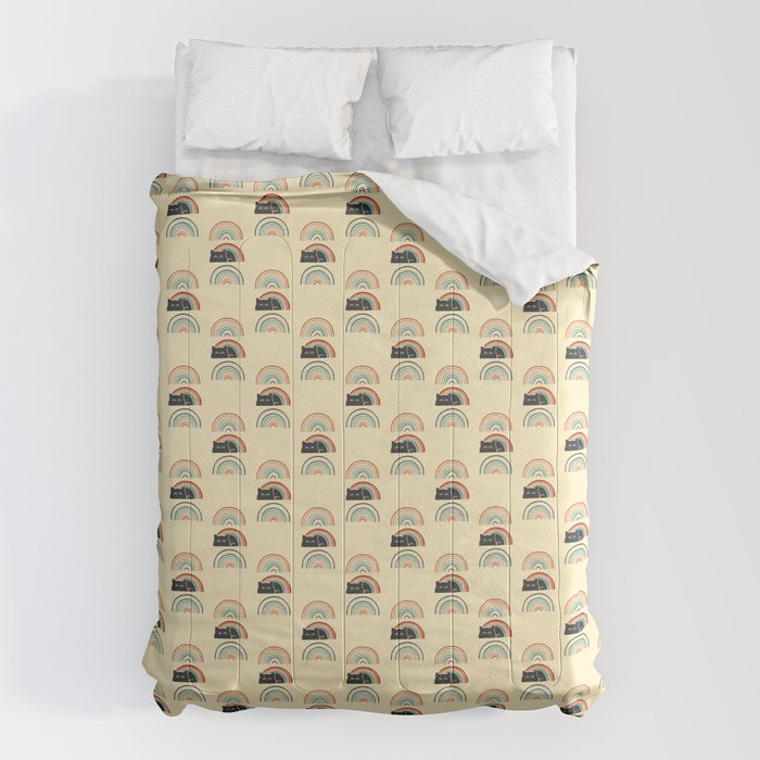 Abstraction Minimal Cat 8d Rainbow Meow Comforter
