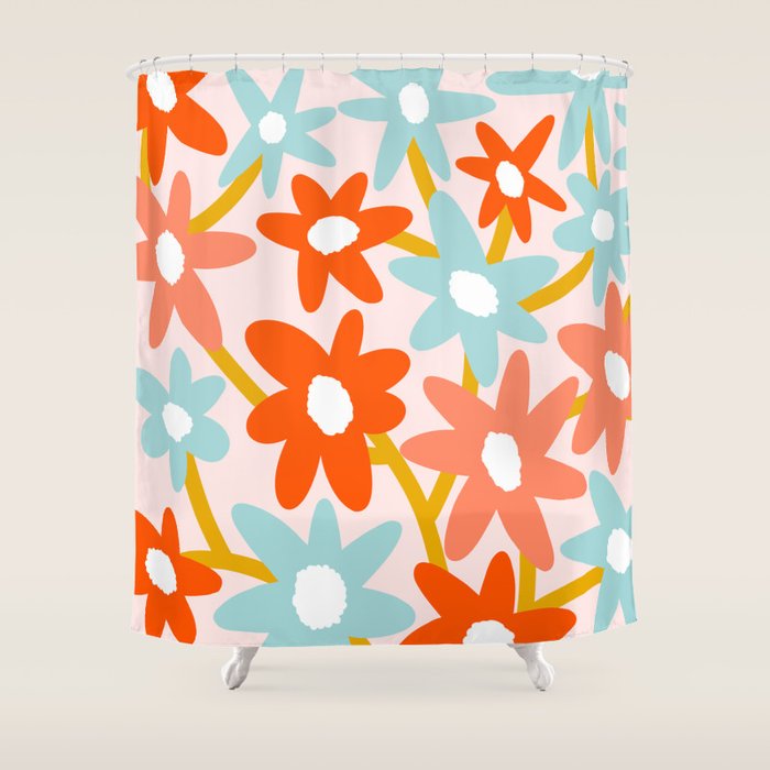 Sunny Vase With Super Bloom Daisies Shower Curtain