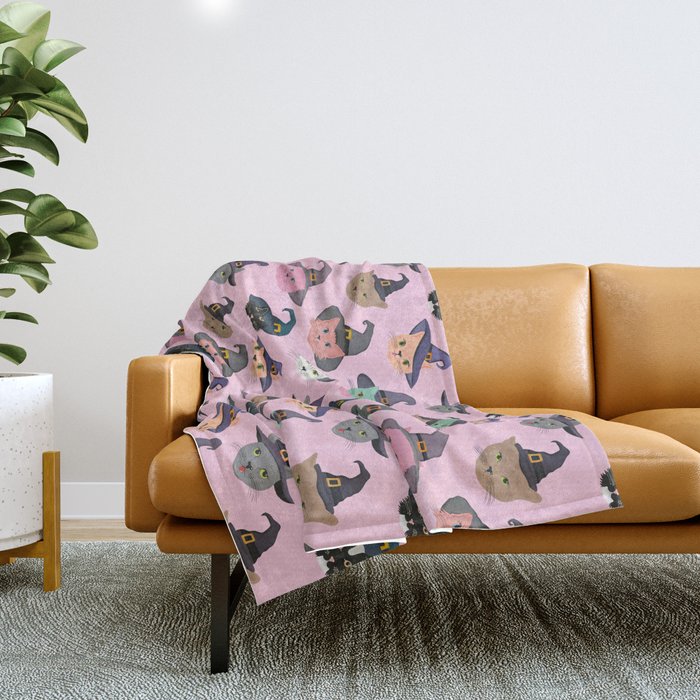 Witchy Kitties - Halloween Cats Throw Blanket