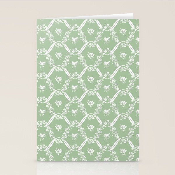 Vintage French Flower Green Stationery Card