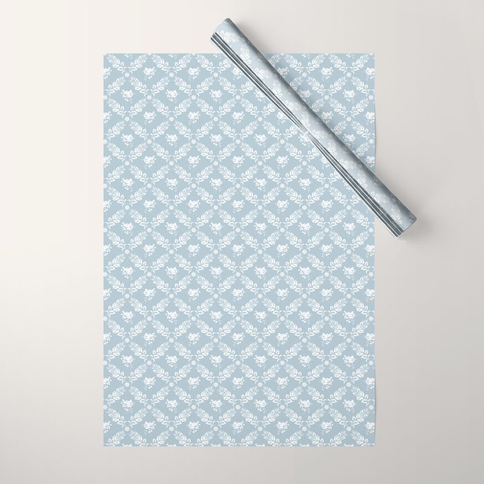 Vintage French Flower Blue Wrapping Paper