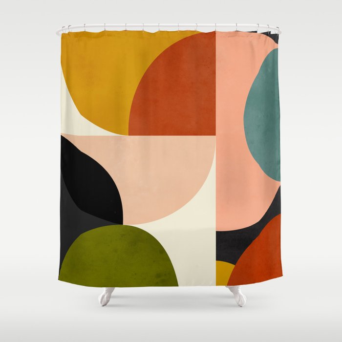 Geometric Abstract Mid Century Shower Curtain
