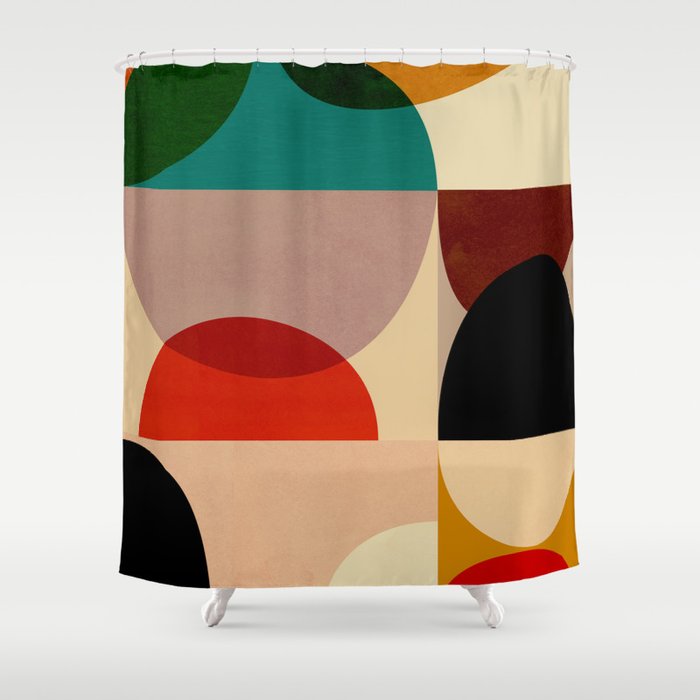 Modern Abstract Mid Century 3 Shower Curtain