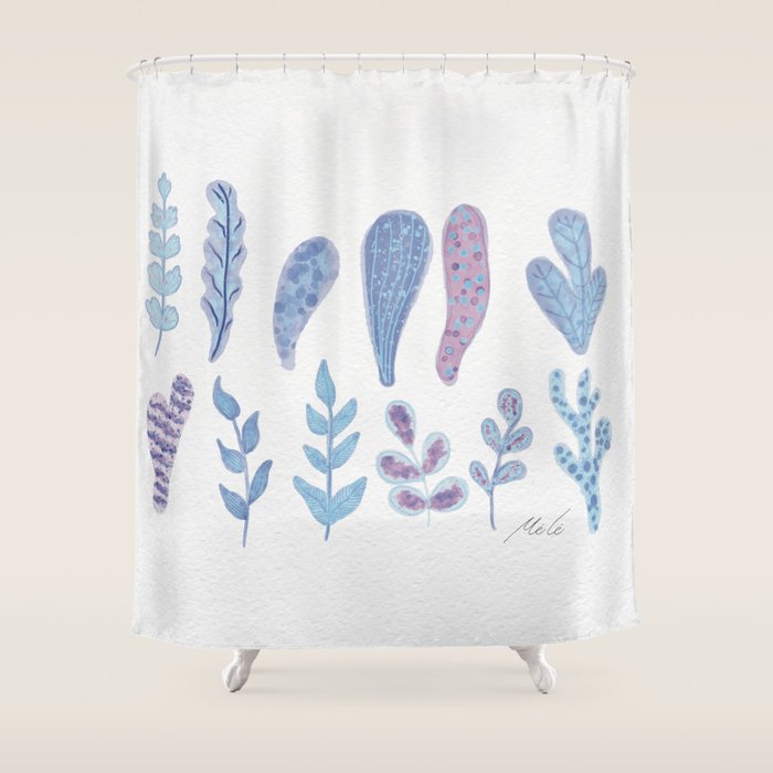 Watercolor Corals And Seaweed Shower Curtain