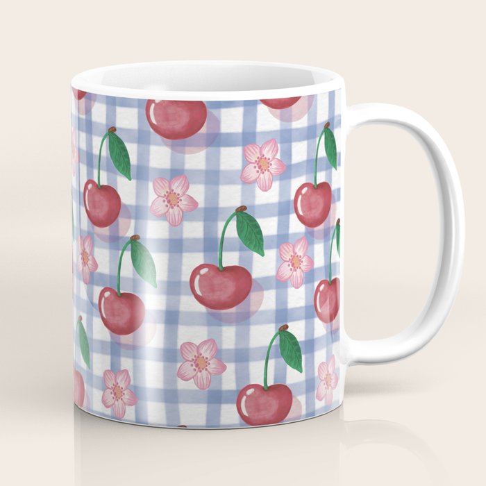 Watercolor Cherry Blossom Picnic Pattern Coffee Mug