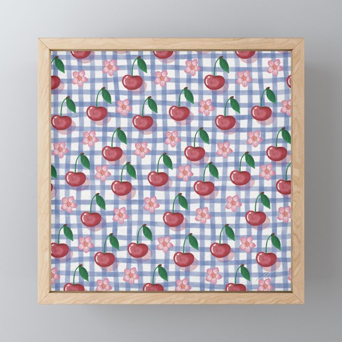 Watercolor Cherry Blossom Picnic Pattern Mini Art Print