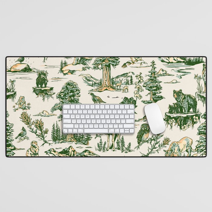 Sequoia National Park California Vintage Travel Art Pattern Desk Mat