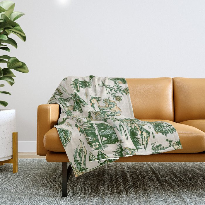 Sequoia National Park California Vintage Travel Art Pattern Throw Blanket