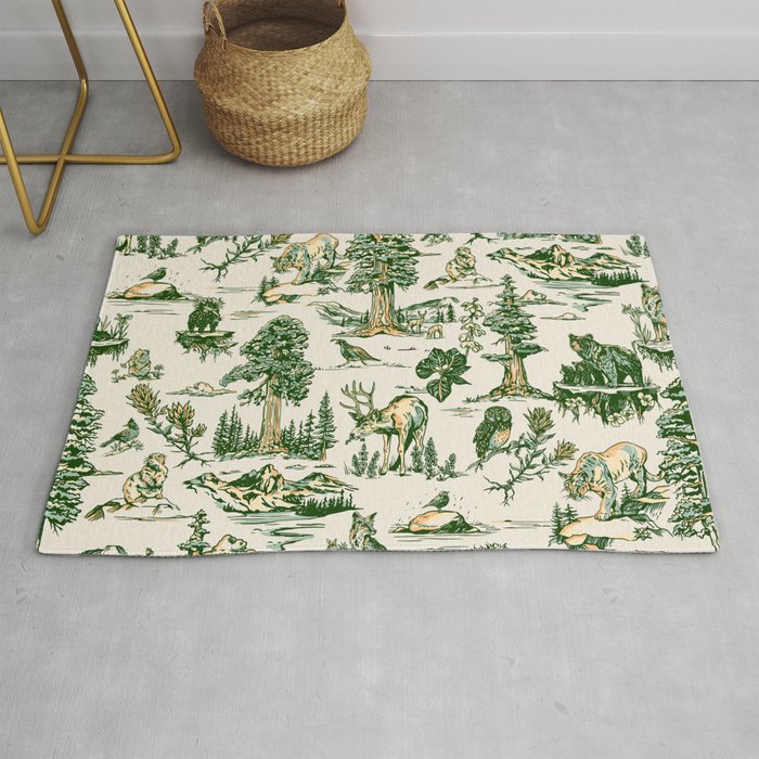 Sequoia National Park California Vintage Travel Art Pattern Rug