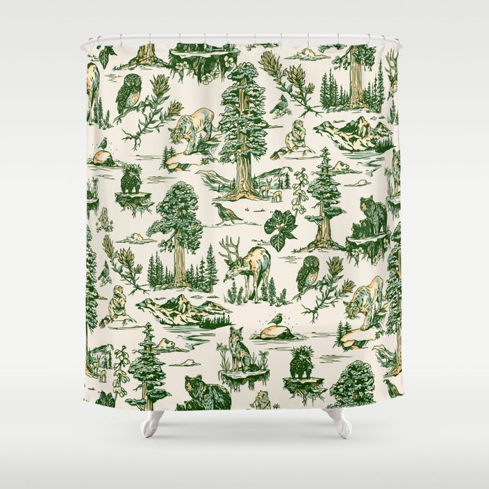 Sequoia National Park California Vintage Travel Art Pattern Shower Curtain