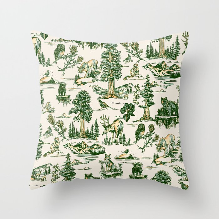 Sequoia National Park California Vintage Travel Art Pattern Throw Pillow