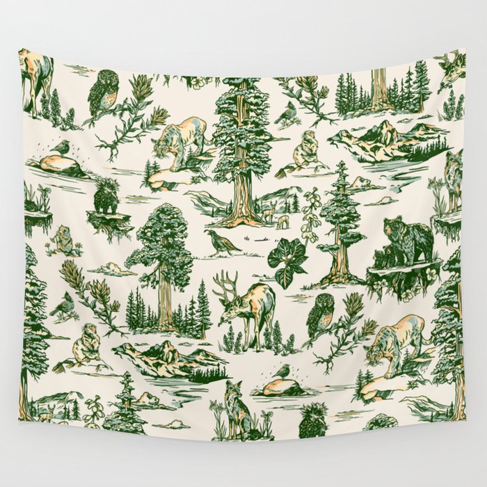 Sequoia National Park California Vintage Travel Art Pattern Wall Tapestry