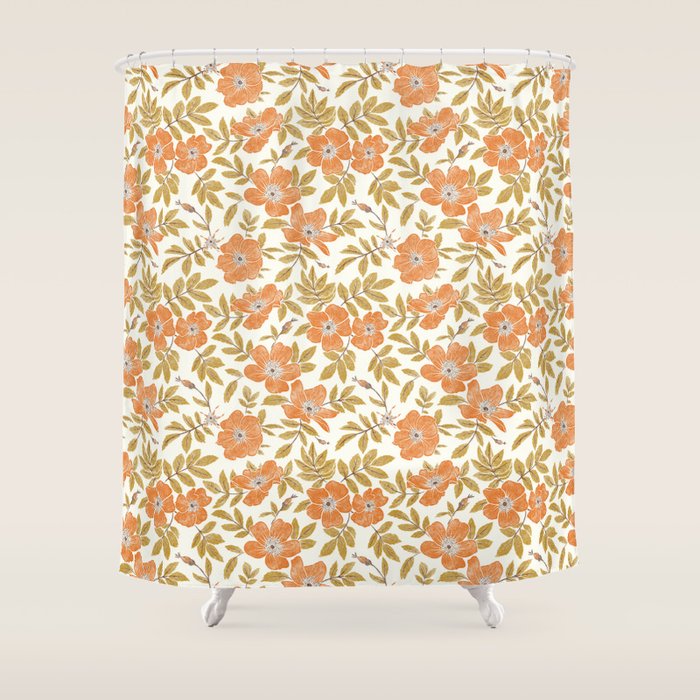 Wild Mountain Roses - Vintage Autumn Leaves  Shower Curtain
