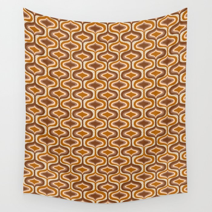 70s Mod Fabric Repeat, Orange And Browns Wall Tapestry