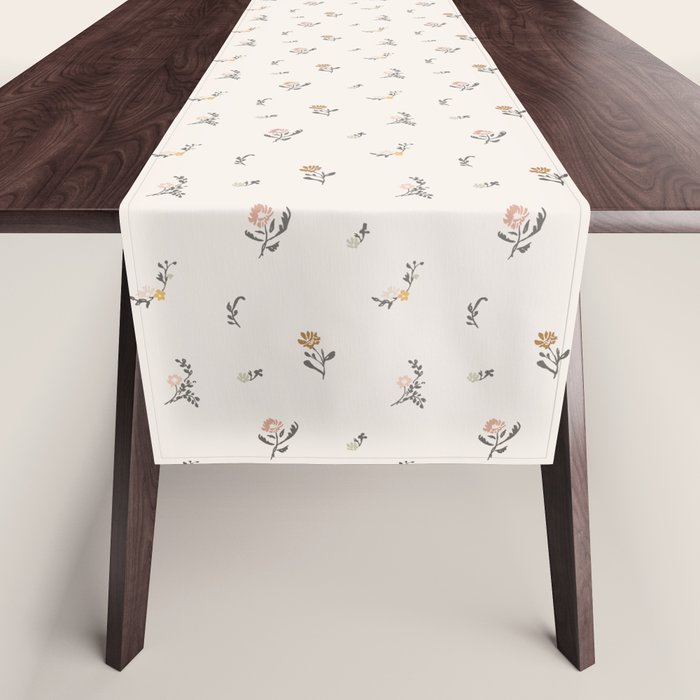 Sweet Pea Ditsy Floral - Pink, Charcoal, Mustard, Sage Table Runner