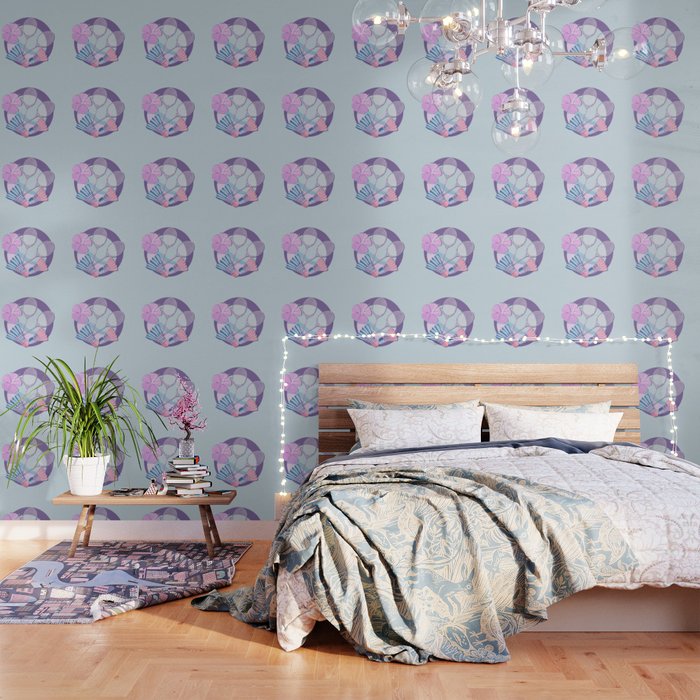 Tropical Badminton Badge - Pastel Purple And Pink Wallpaper