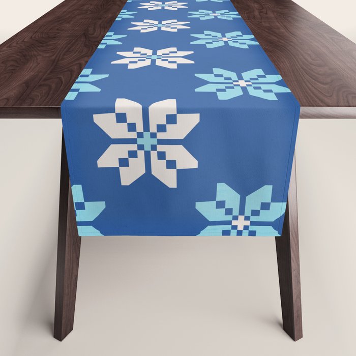 Contrasting Blues: Bethlehem Star Mosaic Table Runner