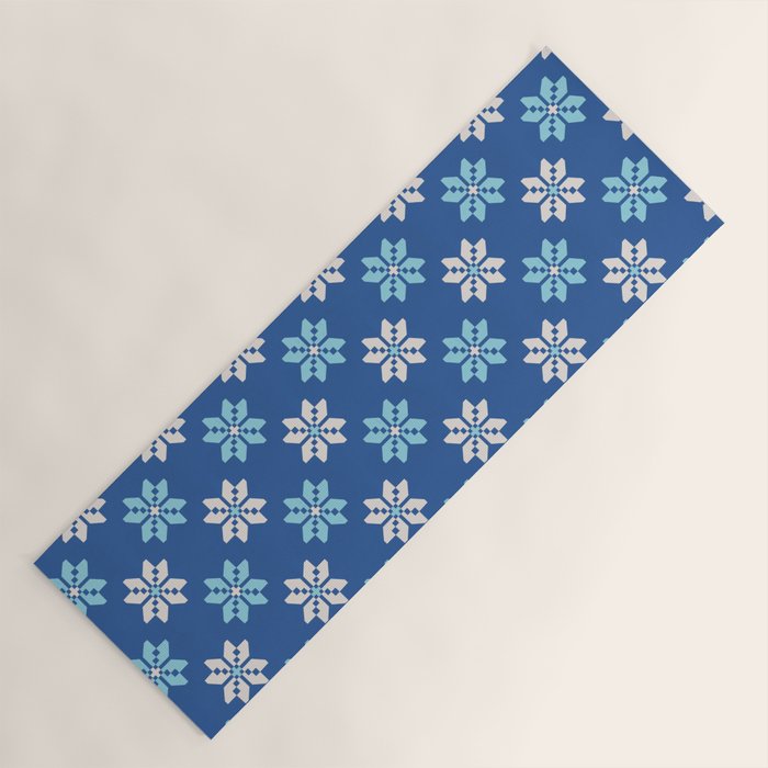 Contrasting Blues: Bethlehem Star Mosaic Yoga Mat