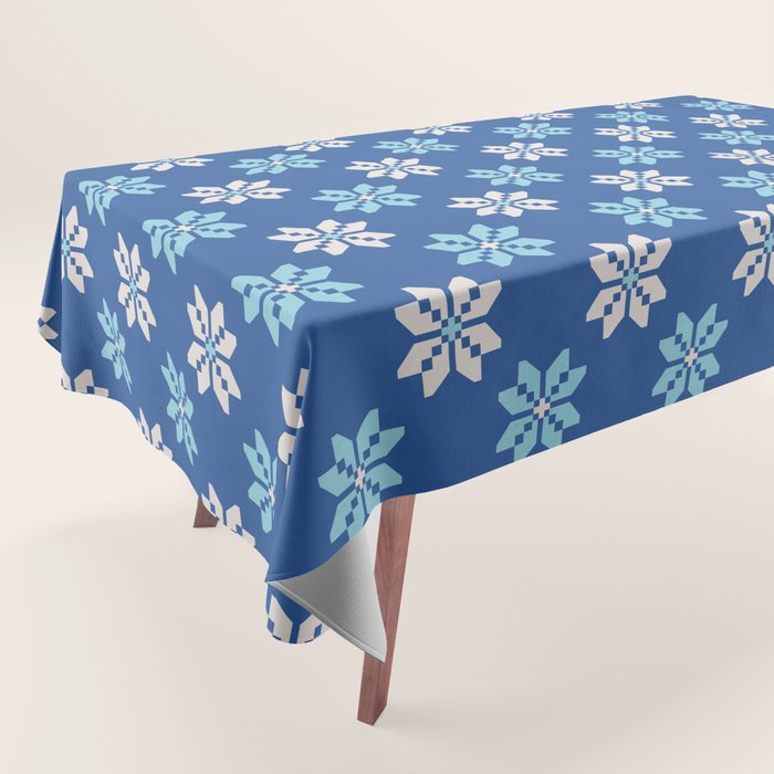 Contrasting Blues: Bethlehem Star Mosaic Tablecloth