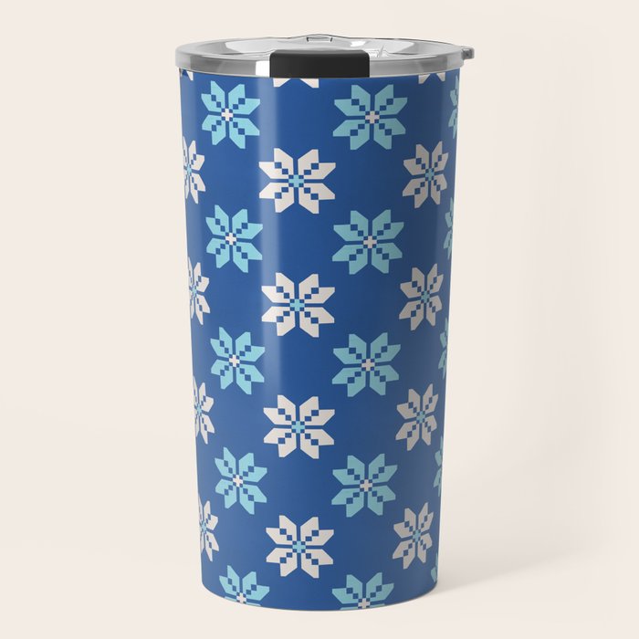 Contrasting Blues: Bethlehem Star Mosaic Travel Mug