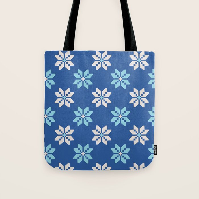 Contrasting Blues: Bethlehem Star Mosaic Tote Bag