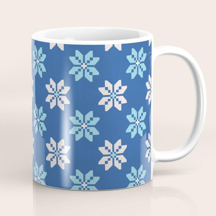 Contrasting Blues: Bethlehem Star Mosaic Coffee Mug