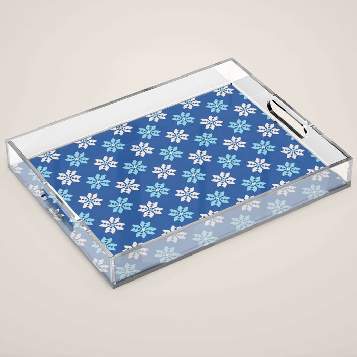 Contrasting Blues: Bethlehem Star Mosaic Acrylic Tray