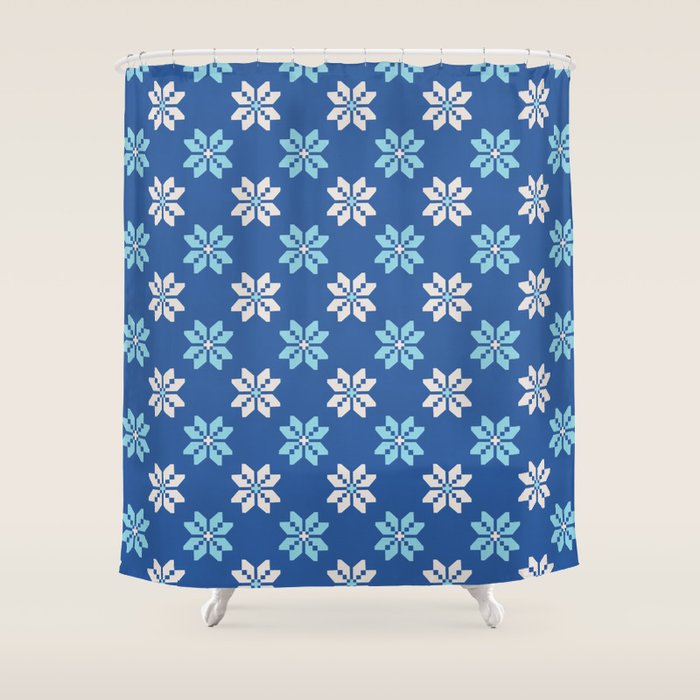 Contrasting Blues: Bethlehem Star Mosaic Shower Curtain