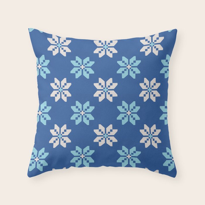 Contrasting Blues: Bethlehem Star Mosaic Throw Pillow