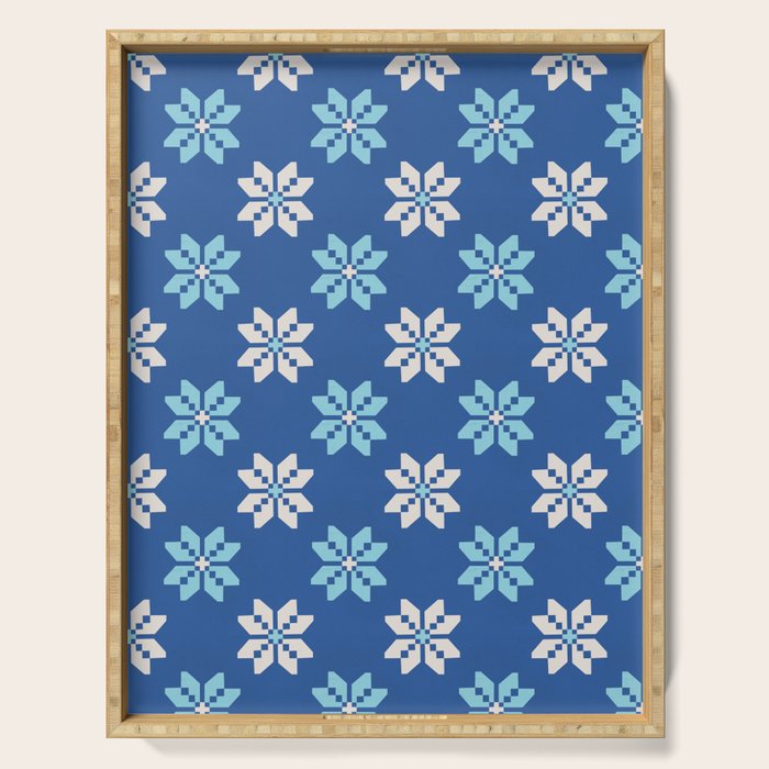 Contrasting Blues: Bethlehem Star Mosaic Serving Tray