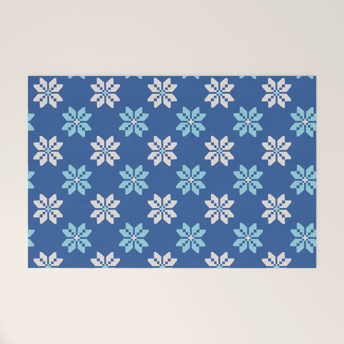 Contrasting Blues: Bethlehem Star Mosaic Welcome Mat