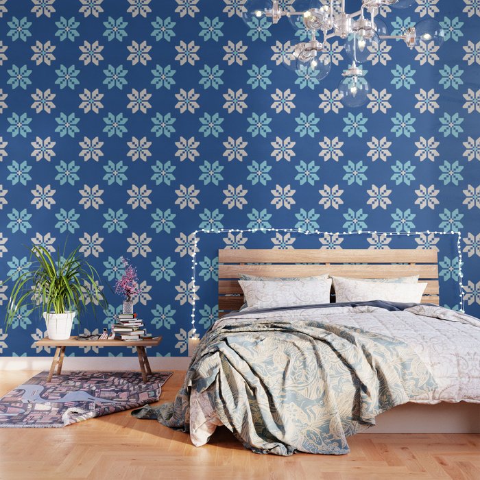 Contrasting Blues: Bethlehem Star Mosaic Wallpaper