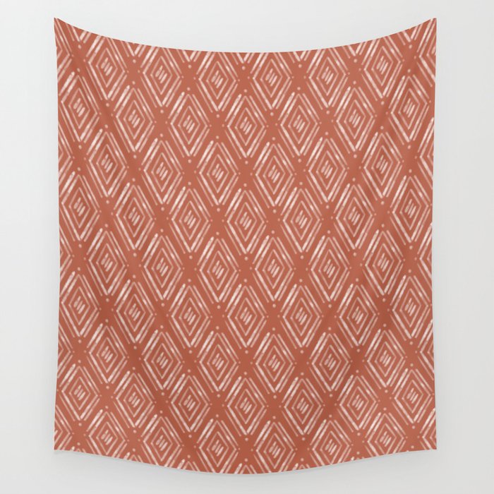 Watercolor Diamonds <> Rusted Pink Wall Tapestry
