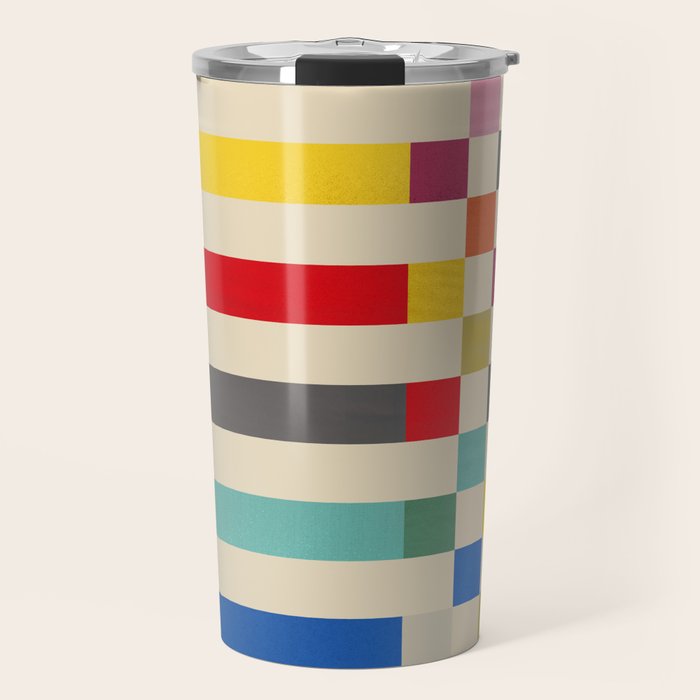 Modern Playful Checkered Abstract Travel Mug