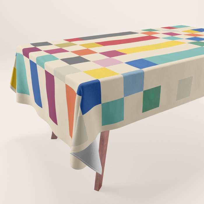 Modern Playful Checkered Abstract Tablecloth