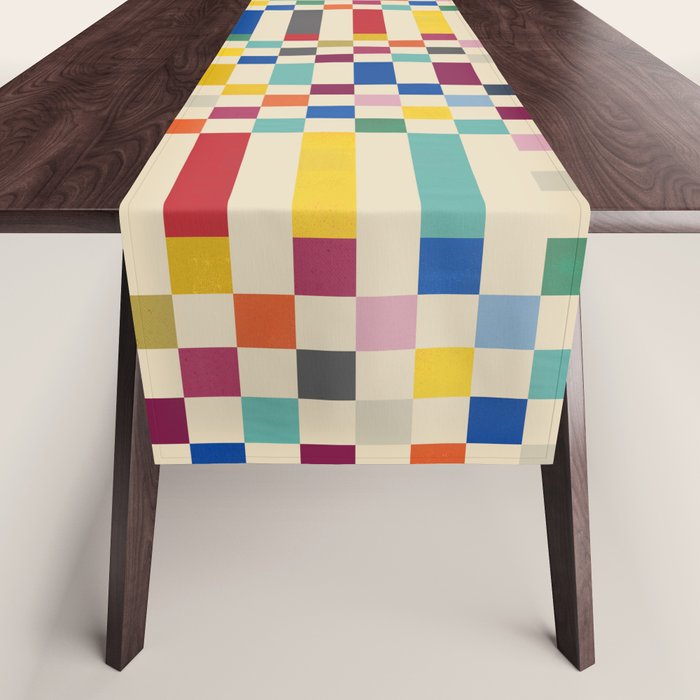 Modern Playful Checkered Abstract Table Runner