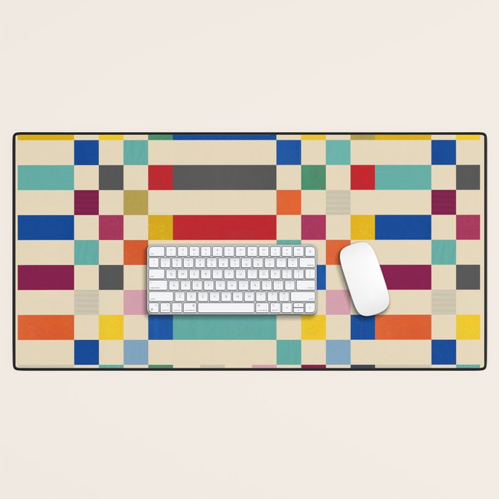 Modern Playful Checkered Abstract Desk Mat