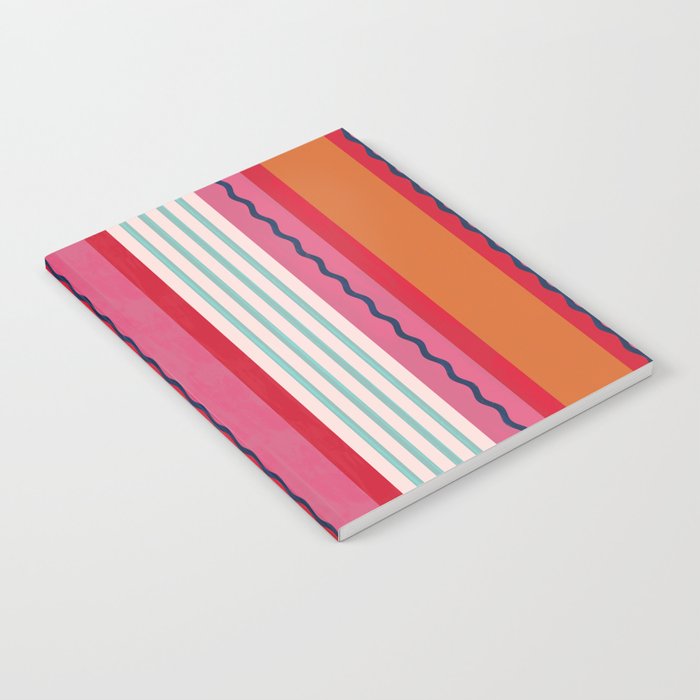 Bold Color Play Pink And Orange Stripes Notebook