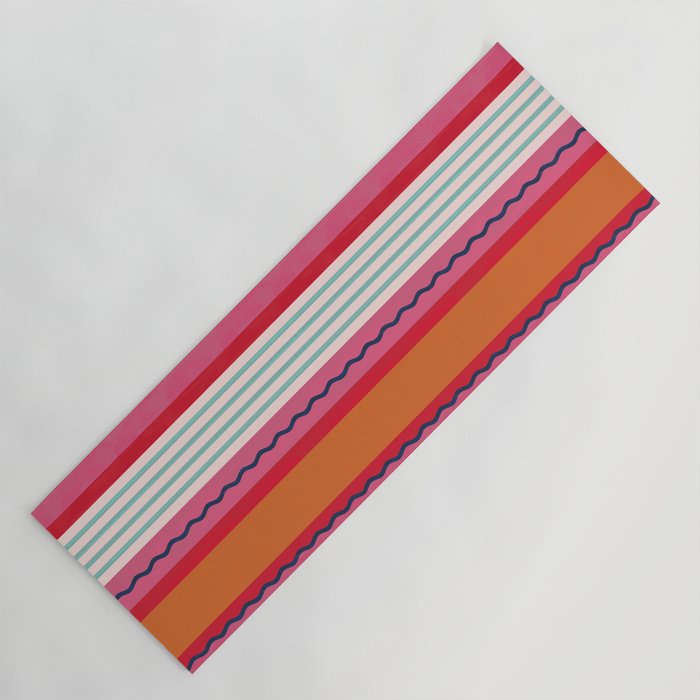 Bold Color Play Pink And Orange Stripes Yoga Mat