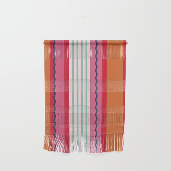 Bold Color Play Pink And Orange Stripes Wall Hanging