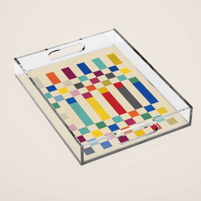 Modern Playful Checkered Abstract Acrylic Tray